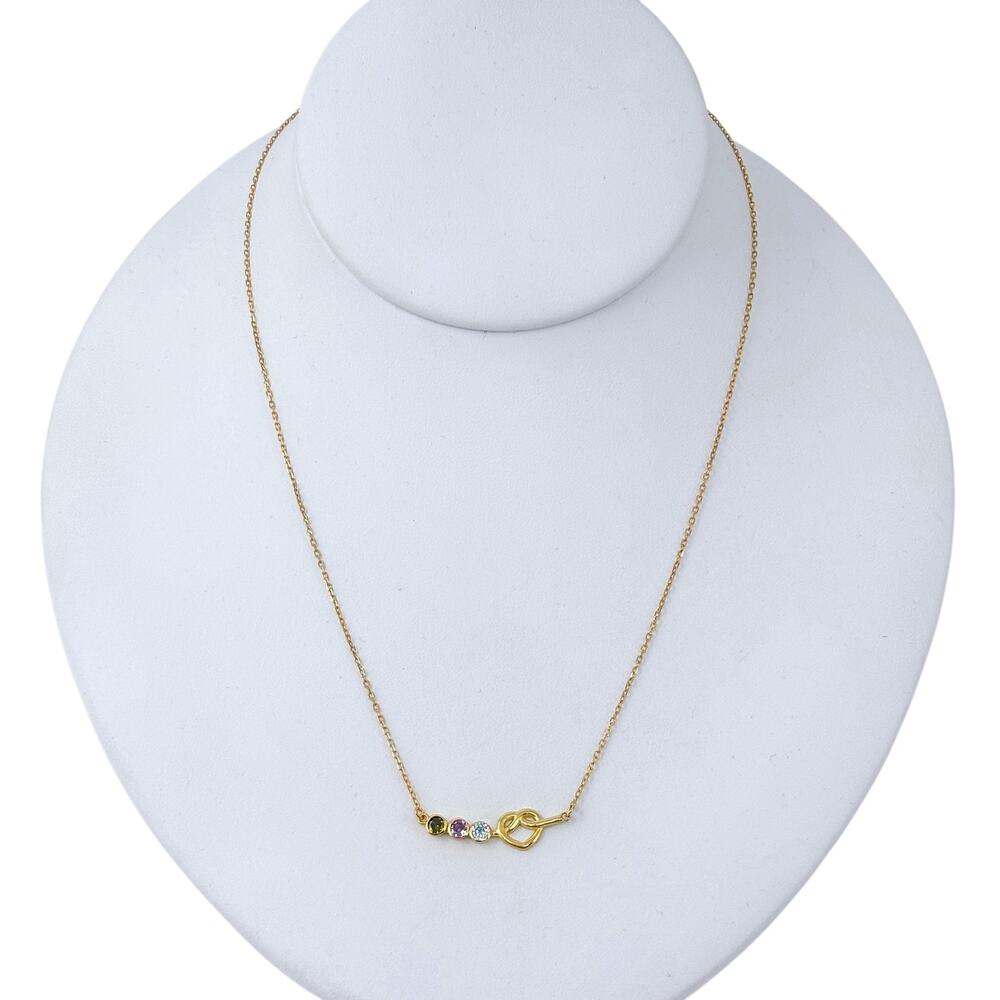 Vintage Gold-Tone Sterling Silver 925 Cubic Zirconia Heart Necklace 16"-17.5"